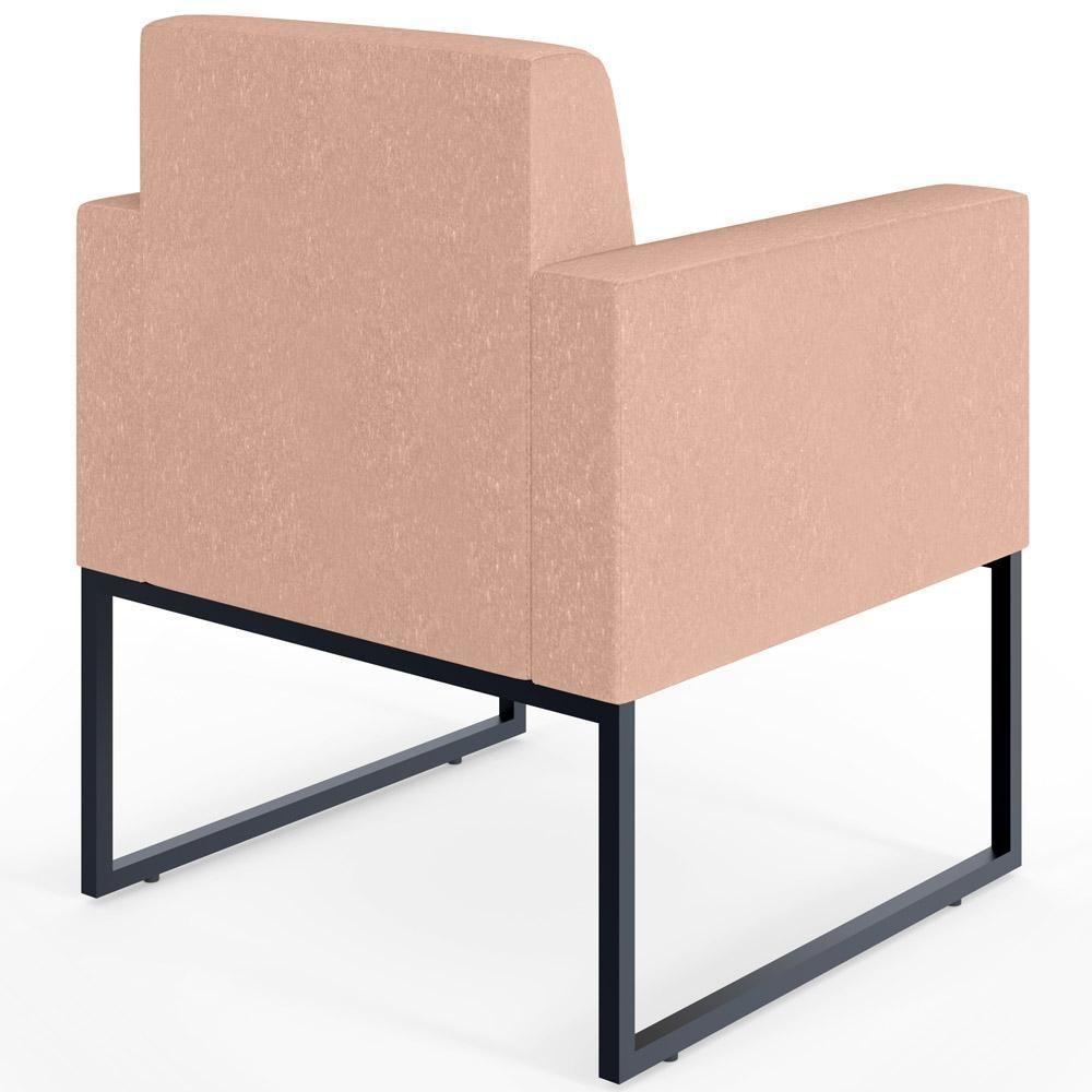 Kit 04 Poltronas Base Fixa De Metal Helô L02 Linho Rosê - 4