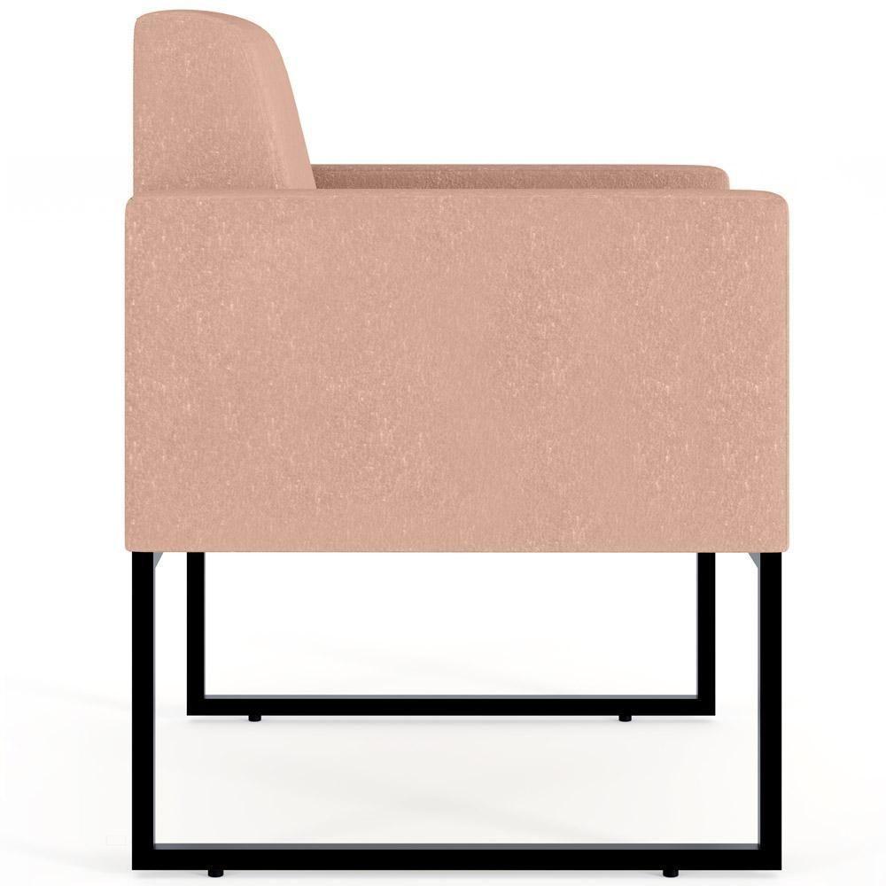 Kit 04 Poltronas Base Fixa De Metal Helô L02 Linho Rosê - 5