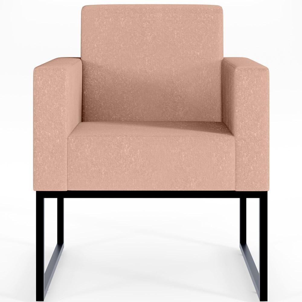 Kit 04 Poltronas Base Fixa De Metal Helô L02 Linho Rosê - 6