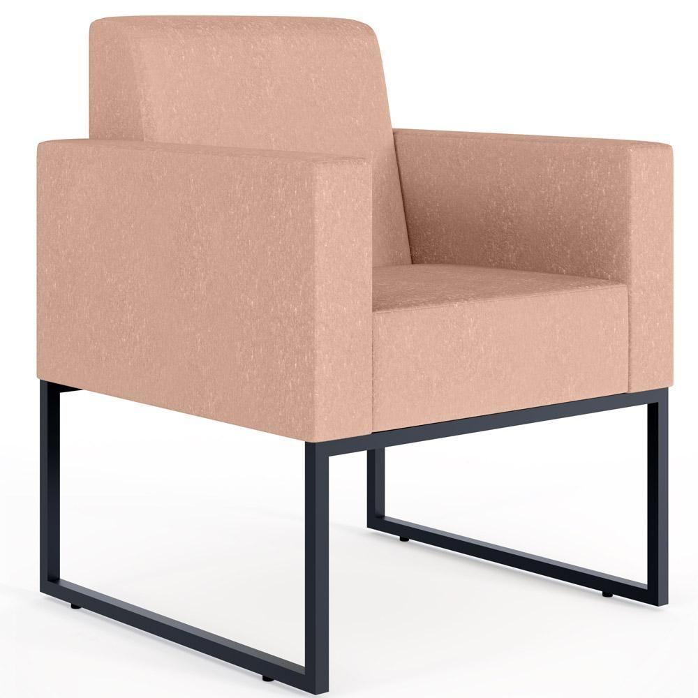 Kit 04 Poltronas Base Fixa De Metal Helô L02 Linho Rosê - 9