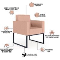 Kit 04 Poltronas Base Fixa De Metal Helô L02 Linho Rosê - 8
