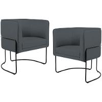 Kit 02 Poltronas Preto Betina D02 Cinza C-03 - 1