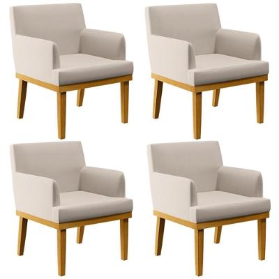 Kit 04 Poltronas Decorativas Beatriz W01 Linho Bege Lyam Decor