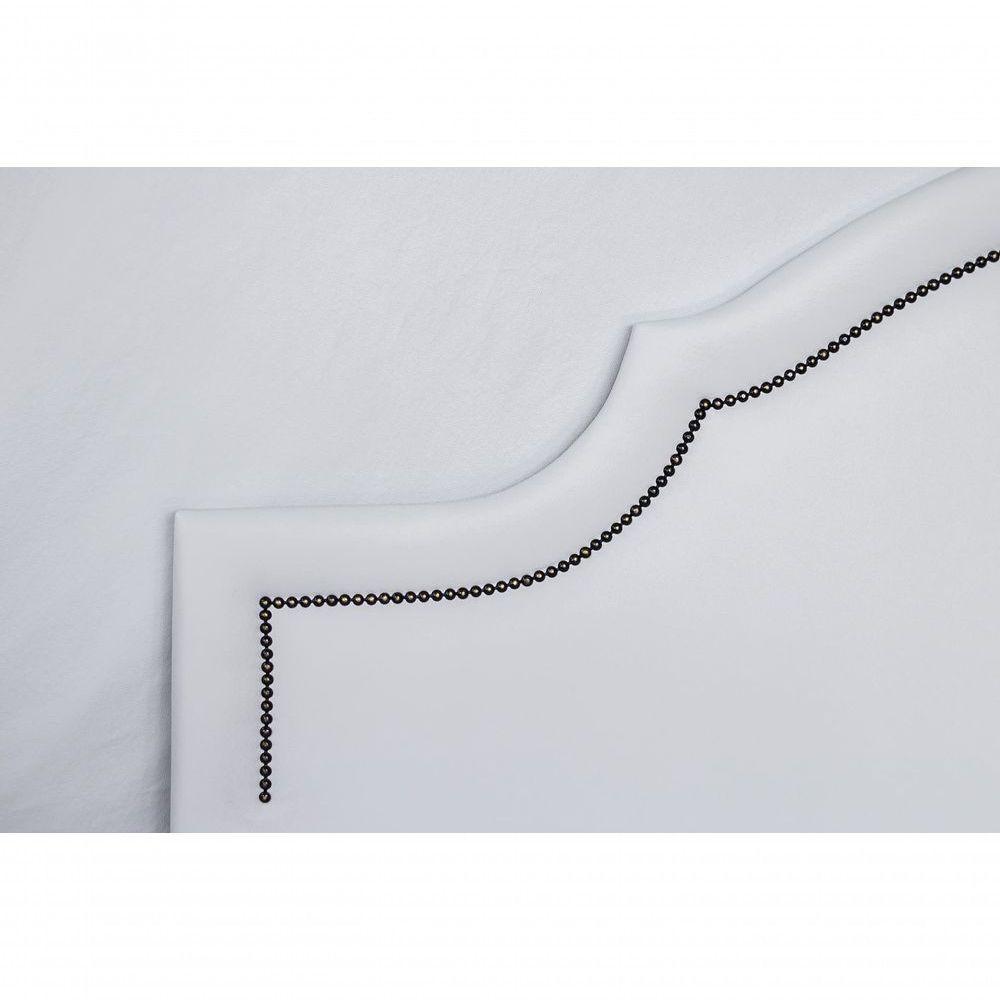 Cabeceira King Luxo 193X60 Branco Tachas Fumê - 4