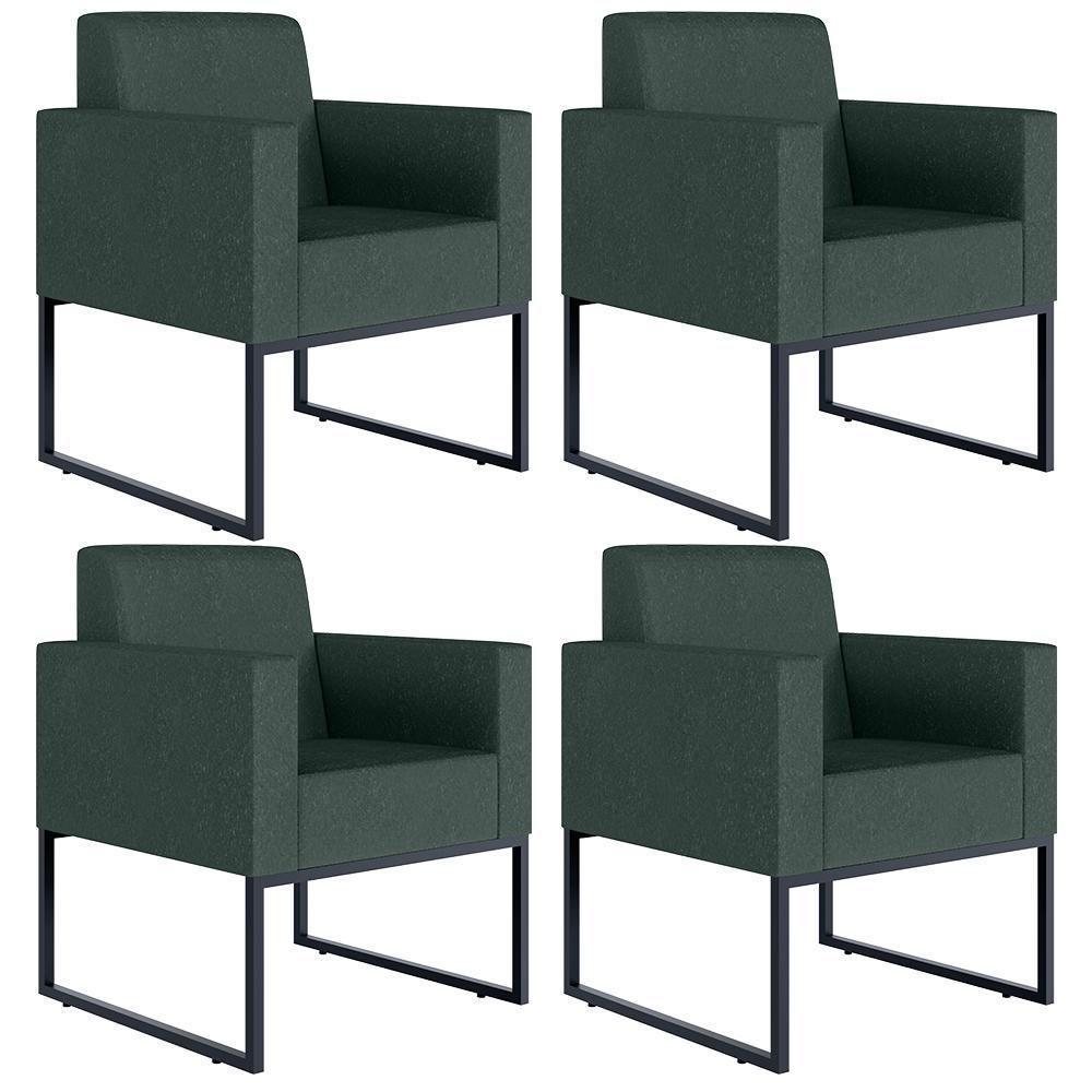 Kit 04 Poltronas Helô L02 Linho Verde Musgo - 1