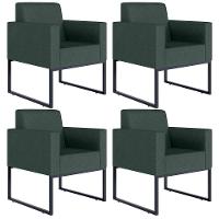 Kit 04 Poltronas Helô L02 Linho Verde Musgo - 1