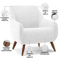 Poltrona Fixa Pés De Madeira Paloma D02 Corano Branco C-12 - 11