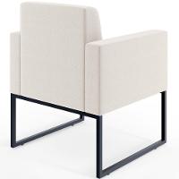 Kit 04 Poltronas Base Fixa De Metal Helô L02 Linho Cru