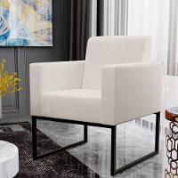 Kit 04 Poltronas Base Fixa De Metal Helô L02 Linho Cru - 10