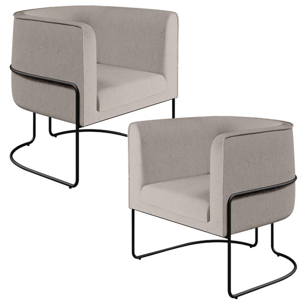 Kit 02 Poltronas Preto Betina D02 Bege C-107 - 1