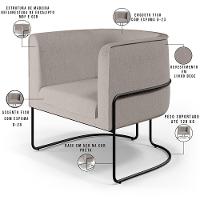 Kit 02 Poltronas Preto Betina D02 Bege C-107 - 8