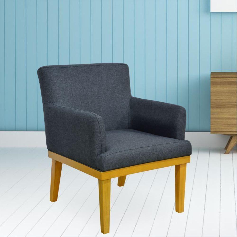 Kit 04 Poltronas Beatriz W01 Linho Chumbo - 6