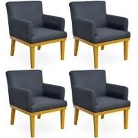 Kit 04 Poltronas Beatriz W01 Linho Chumbo - 1