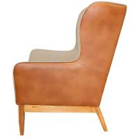 Poltrona Fixa D02 Linho Bege C-129 Corano Marrom