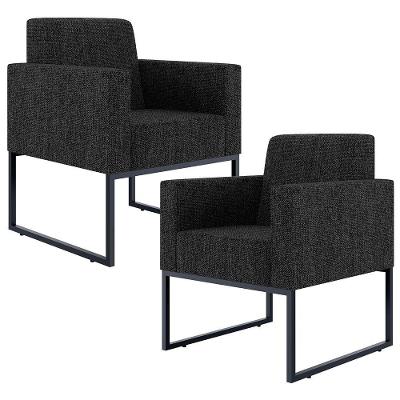 Kit 2 Poltronas Decorativas Helô L02 Linho Cinza Lyam Decor