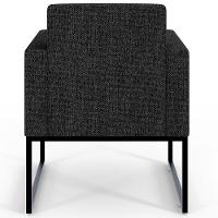 Kit 02 Poltronas Recepção Base Fixa Metal Linho Chumbo