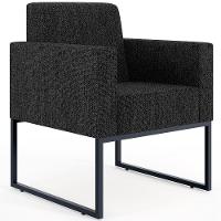 Kit 02 Poltronas Recepção Base Fixa Metal Linho Chumbo - 13