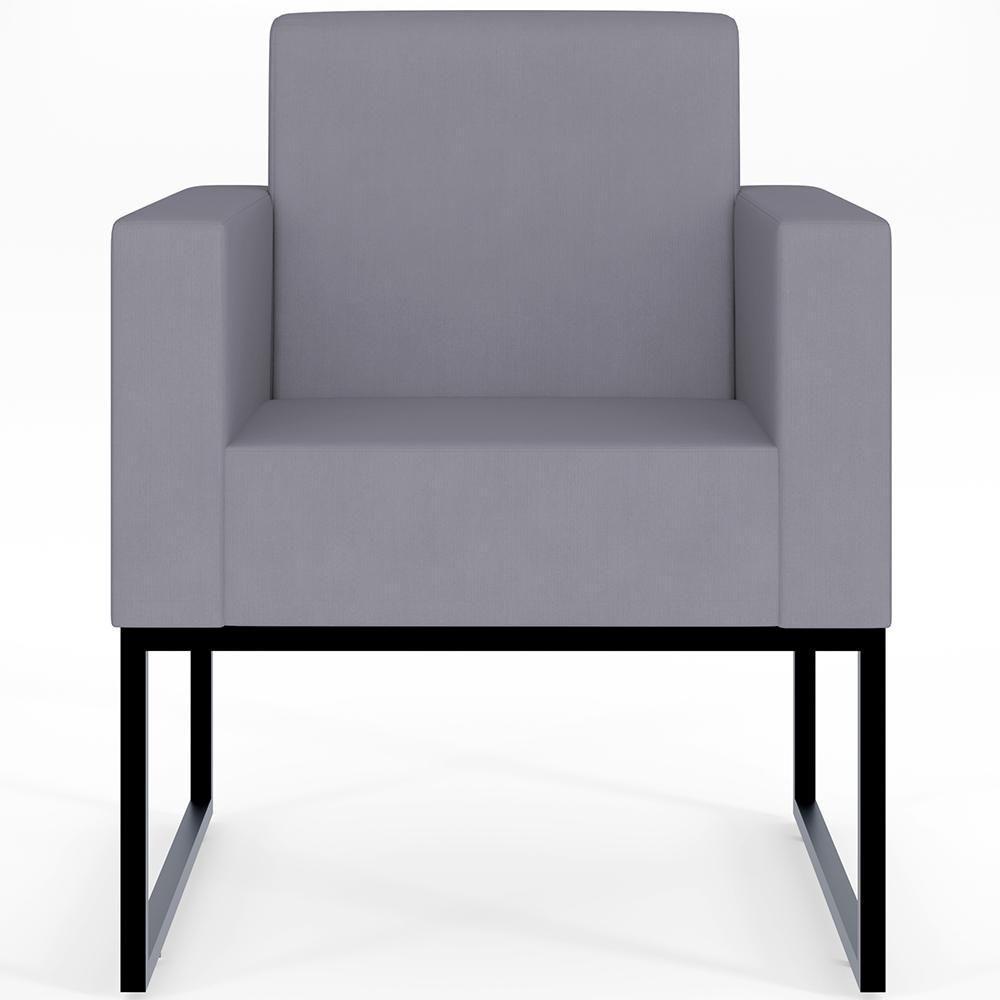 Kit 04 Poltronas Base Fixa De Metal Helô L02 Suede Cinza - 6