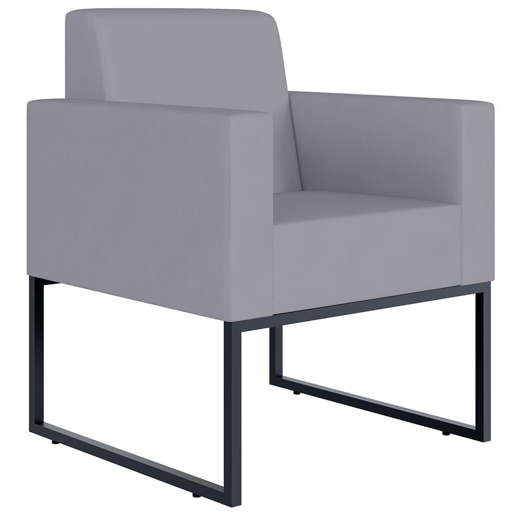 Kit 04 Poltronas Base Fixa De Metal Helô L02 Suede Cinza - 9