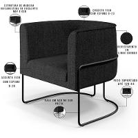 Kit 02 Poltronas Preto Betina D02 Chumbo D-465 - 10