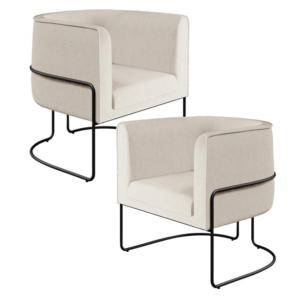 Kit 02 Poltronas Preto Betina D02 Bege C-443 - 1