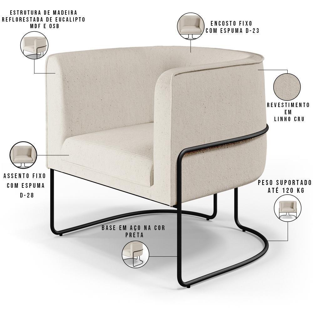 Kit 02 Poltronas Preto Betina D02 Bege C-443 - 8