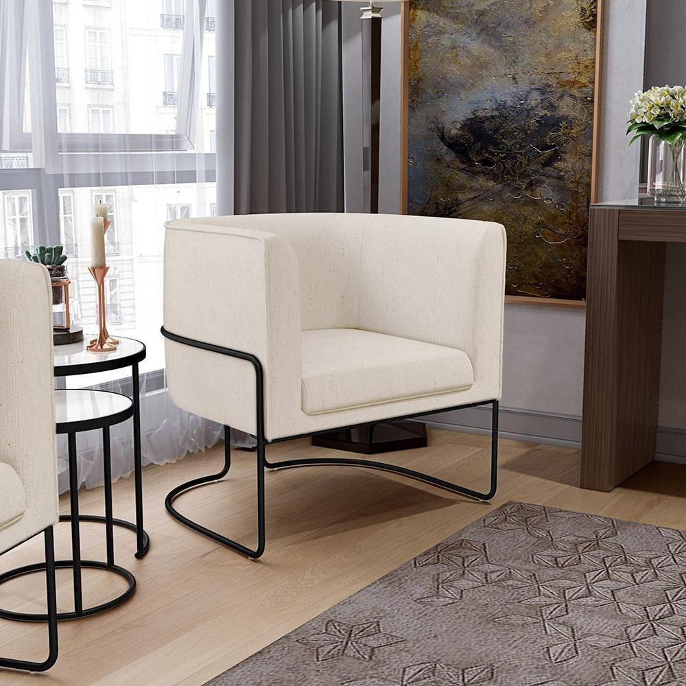 Kit 02 Poltronas Preto Betina D02 Bege C-443 - 10