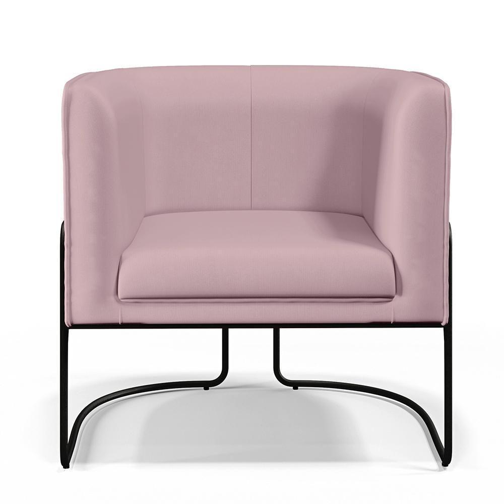 Kit 02 Poltronas Preto Betina D02 Veludo Rosê C-305 - 6