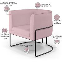 Kit 02 Poltronas Preto Betina D02 Veludo Rosê C-305 - 8