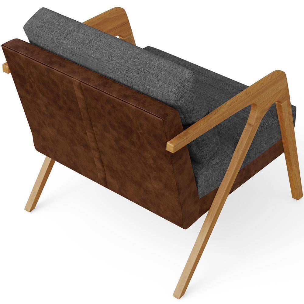 Kit 02 Poltronas Pietra L02 Marrom Linho Cinza Escuro - 2