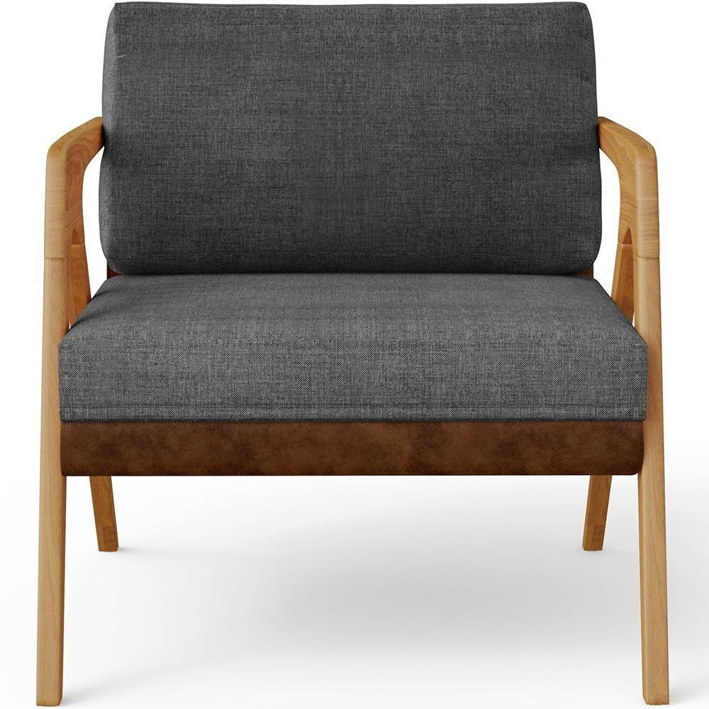 Kit 02 Poltronas Pietra L02 Marrom Linho Cinza Escuro - 4