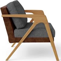 Kit 02 Poltronas Pietra L02 Marrom Linho Cinza Escuro - 5