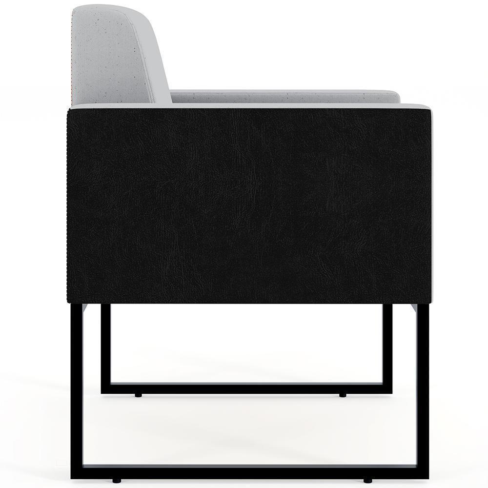 Kit 04 Poltronas Base Fixa Metal Helô L02 Linho Cinza Preto - 5