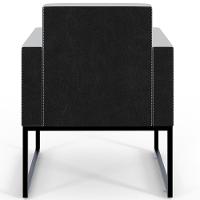 Kit 04 Poltronas Base Fixa Metal Helô L02 Linho Cinza Preto - 2