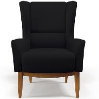 Kit Poltrona Milena D02 Com Puff Viseo Veludo Preto C-300