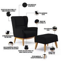 Kit Poltrona Milena D02 Com Puff Viseo Veludo Preto C-300 - 6