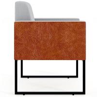 Kit 04 Poltronas Base Fixa Metal Helô L02 Linho Cinza Camel - 5