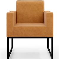 Kit 04 Poltronas Base Fixa Metal Helô L02 Whisky