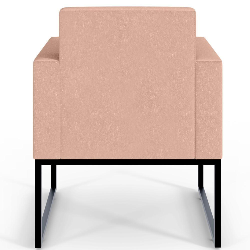 Kit 03 Poltronas E Recepção Base Fixa De Metal Linho Rosê - 2