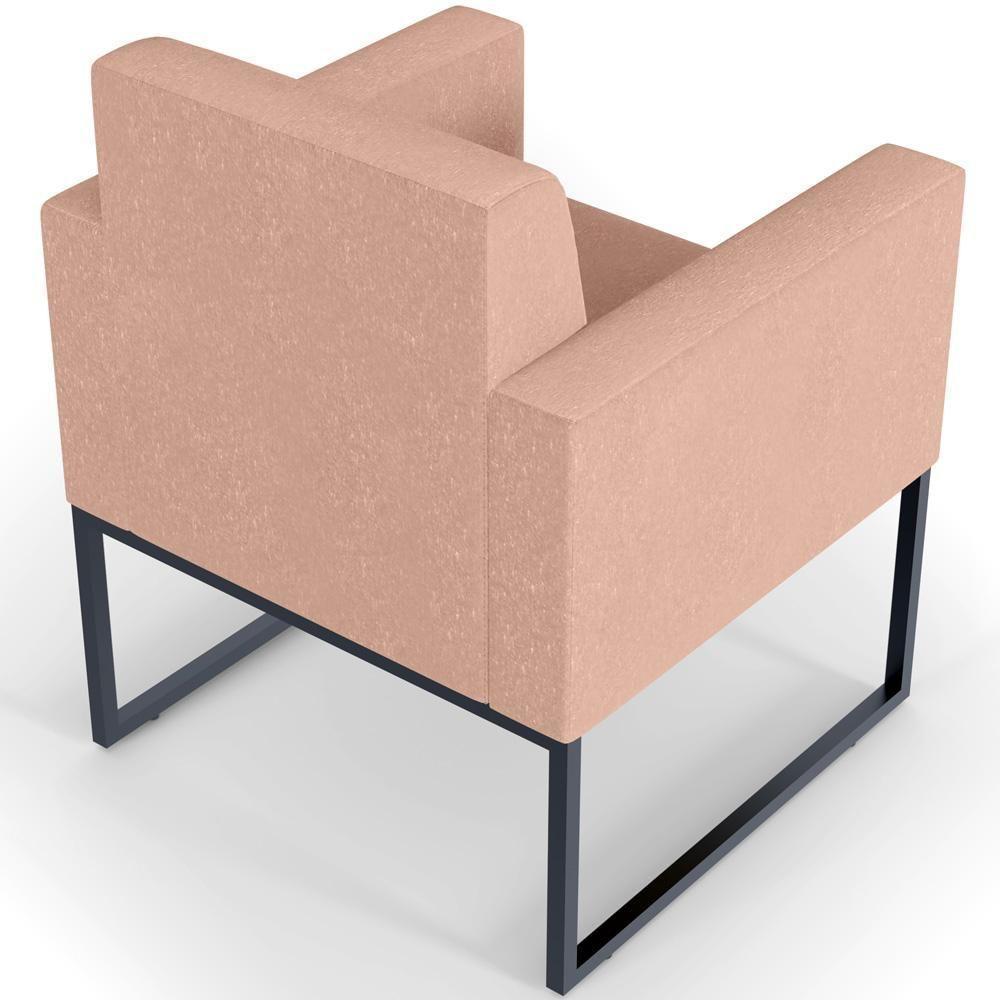 Kit 03 Poltronas E Recepção Base Fixa De Metal Linho Rosê - 3