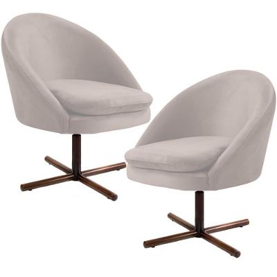 Kit 2 Poltronas Giratórias Rafa D02 Veludo Bege Lyam Decor