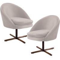 Kit 02 Poltronas Rafa D02 Veludo Bege C-309 - 1