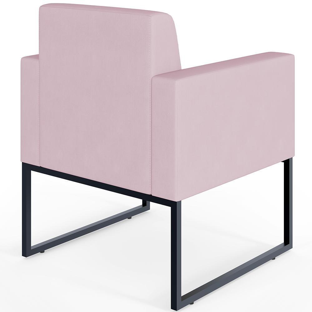 Kit 04 Poltronas Base Fixa De Metal Helô L02 Suede Rosê - 6