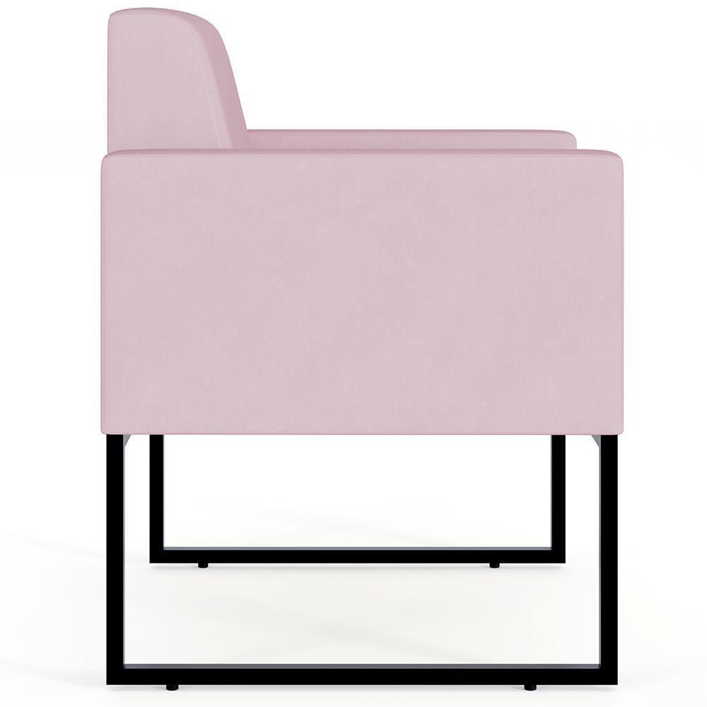 Kit 04 Poltronas Base Fixa De Metal Helô L02 Suede Rosê - 7