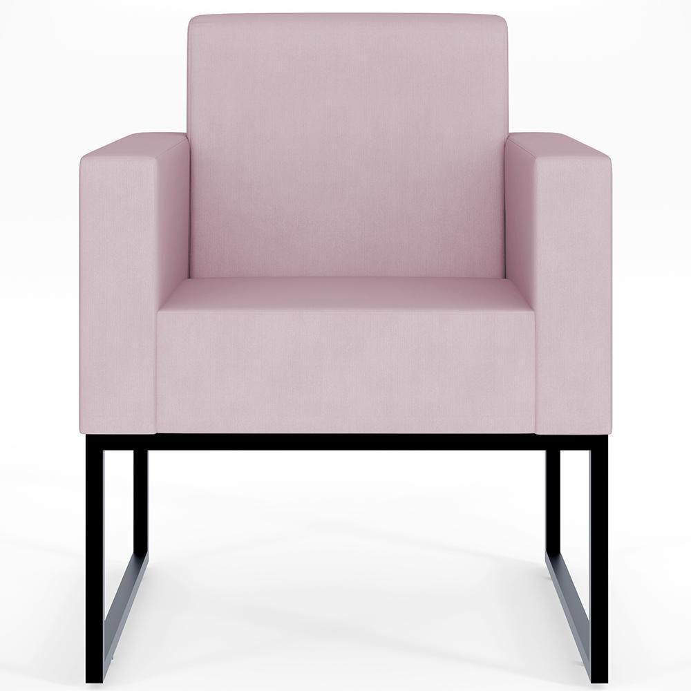 Kit 04 Poltronas Base Fixa De Metal Helô L02 Suede Rosê - 8