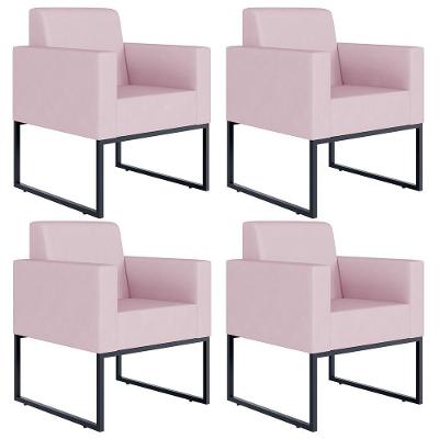 Kit 4 Poltronas Decorativas Helô L02 Suede Rosê Lyam Decor
