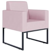 Kit 04 Poltronas Base Fixa De Metal Helô L02 Suede Rosê - 15