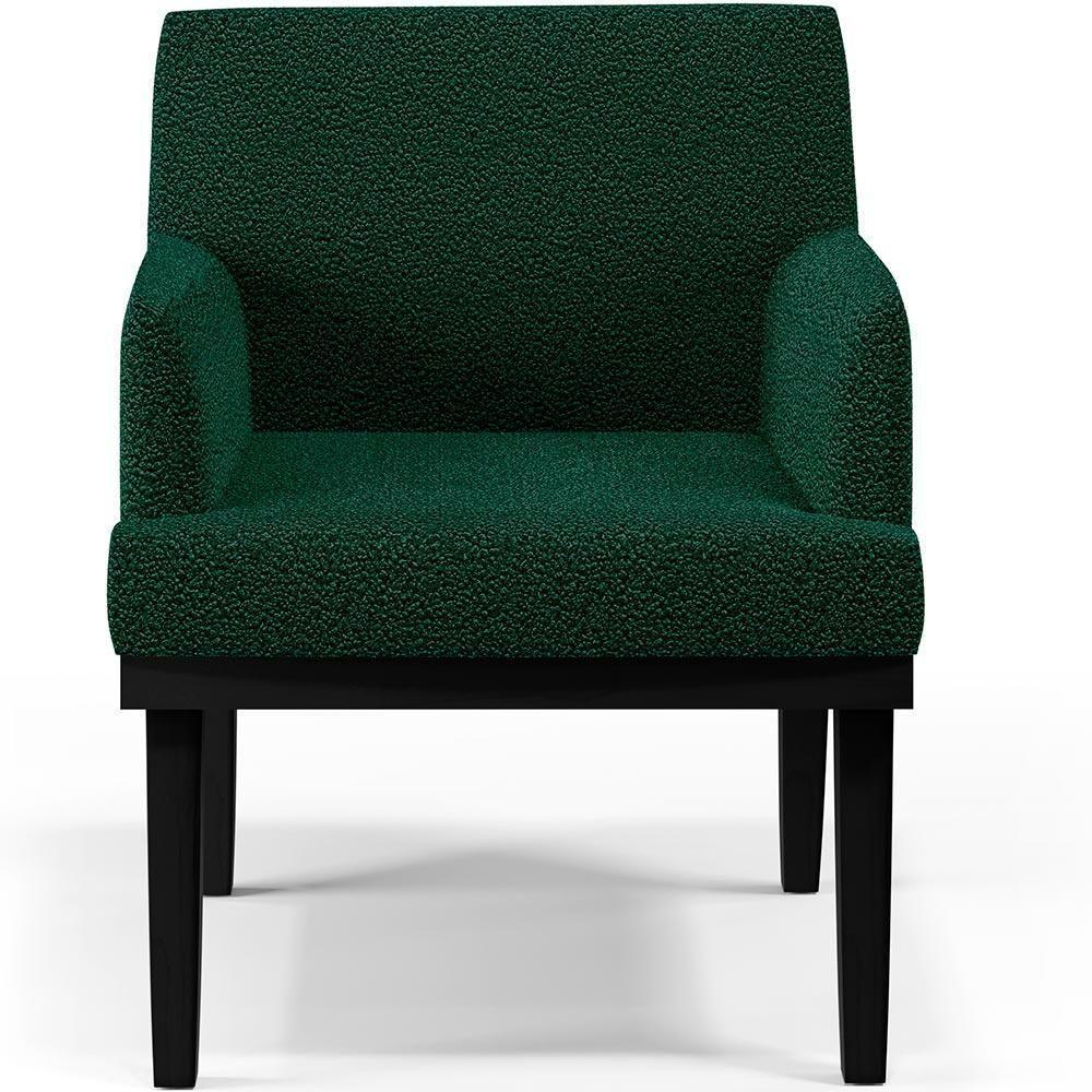 Kit 04 Poltronas Base Preto Beatriz W01 Bouclê Verde - 6