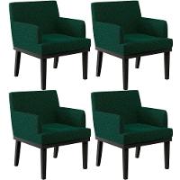 Kit 04 Poltronas Base Preto Beatriz W01 Bouclê Verde - 1