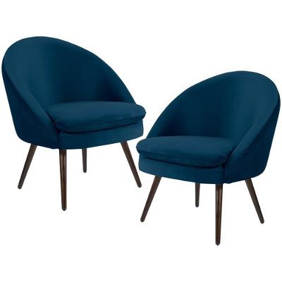 Kit 02 Poltronas Decorativas Rafa D02 Veludo Azul Lyam Decor